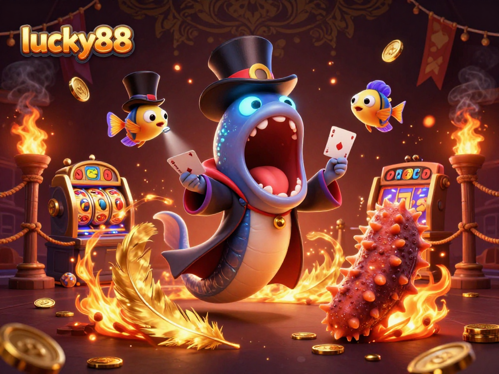 Experience the thrilling world of lucky88 as a deep-sea gulper eel performs magic in an exciting casino setting.