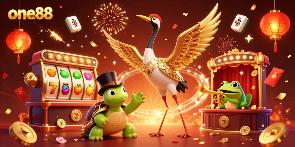 Experience vibrant gaming with one88's captivating slot game illustration featuring lively characters and dynamic elements.